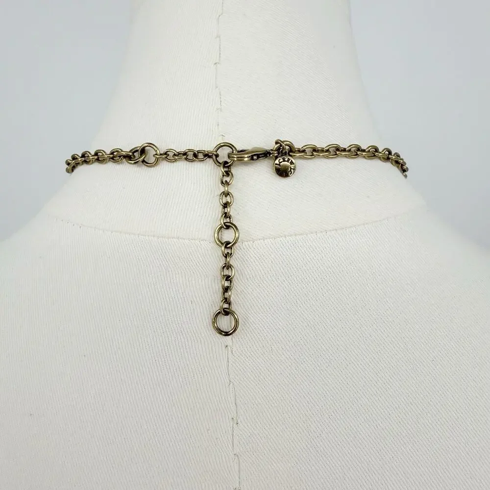 J. Crew‎ Green Black Crystal Statement Necklace Gold Tone Bib Collar Adjustable